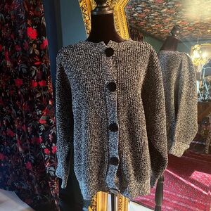 Vintage Black and White Knit Button Up Cardigan It’s Pure Gould Size Large